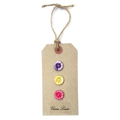 3 Small Yellow, Pink and Purple Variegated Dorset Button Selection