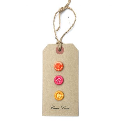 3 Small Yellow, Orange and Pink Variegated Dorset Button Selection