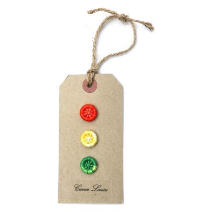 3 Small Bright Orange, Yellow and Green Variegated Dorset Button Selection