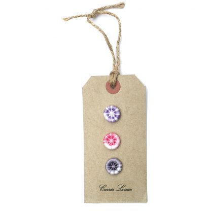 3 Small Pink, Purple and Grey Variegated Dorset Button Selection