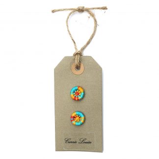 2 Small Red, Orange and Turquoise Multicoloured Dorset Buttons