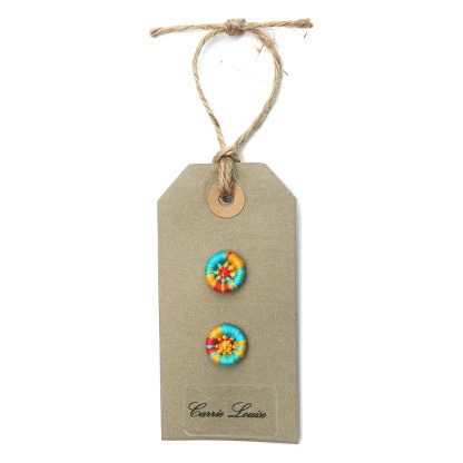 2 Small Red, Orange and Turquoise Multicoloured Dorset Buttons