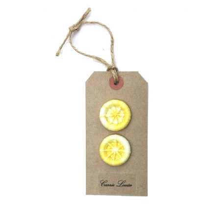 2 Large Yellow and White Variegated Dorset Buttons