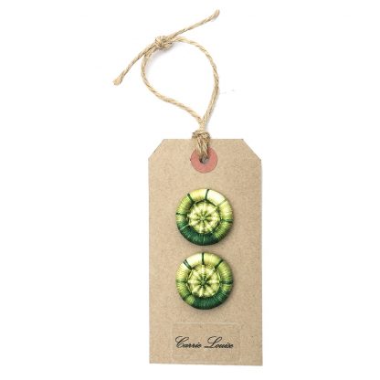 2 Large Olive Green Variegated Dorset Buttons