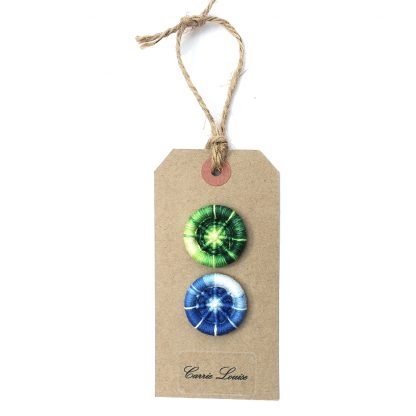 2 Large Green and Blue Variegated Dorset Button Selection