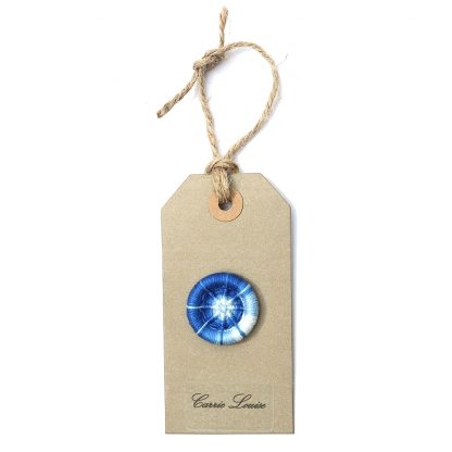 Large Blue and White Variegated Dorset Button