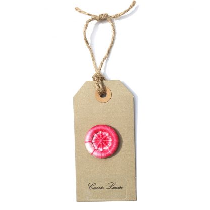 Large Pink and White Variegated Dorset Button