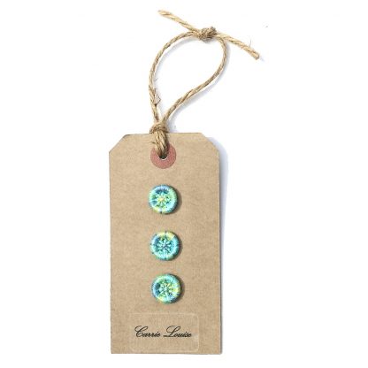 3 Small Blue, Green and Yellow Variegated Dorset Buttons