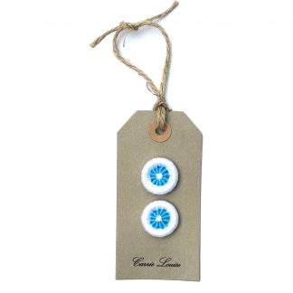2 Medium Turquoise and White Dorset Daisy Buttons