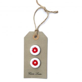 2 Medium Red and White Dorset Daisy Buttons