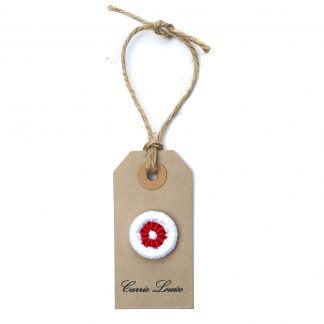 Medium Dark Red and White Dorset Daisy Button