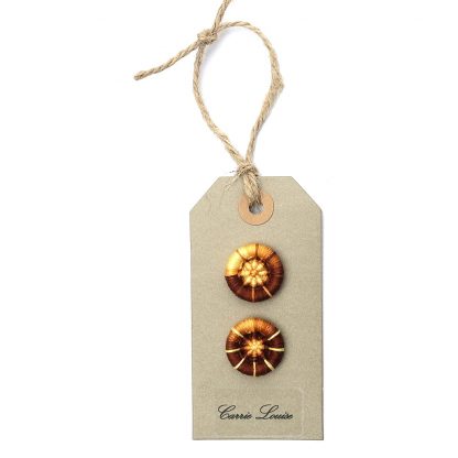 2 Medium Yellow and Brown Multicoloured Dorset Buttons