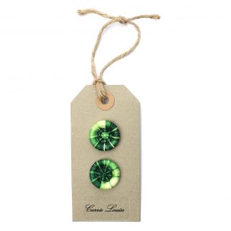 2 Medium Bright Green Variegated Dorset Buttons