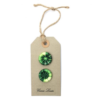 2 Medium Bright Green Variegated Dorset Buttons