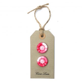 2 Medium Pink and White Variegated Dorset Buttons