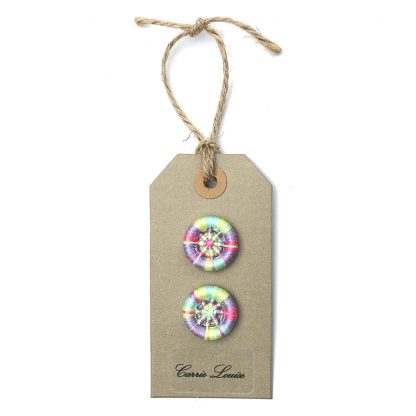 2 Medium Pink, Purple, Yellow and Turquoise Multicoloured Dorset Buttons