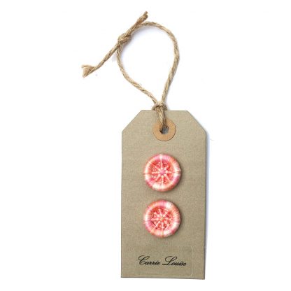 2 Medium Pink and Cream Variegated Dorset Buttons