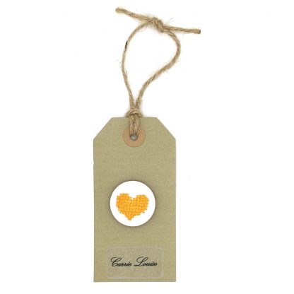 Large Orange Cross Stitch Heart Button