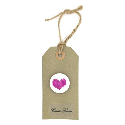 Large Purple Cross Stitch Heart Button