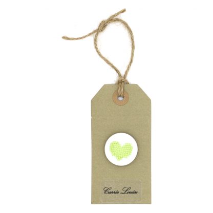 Large Light Green Cross Stitch Heart Button