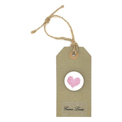 Large Light Pink Cross Stitch Heart Button