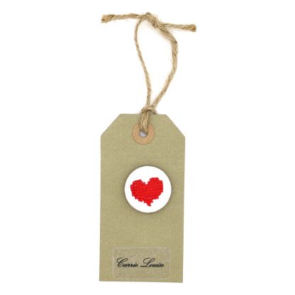 Large Red Cross Stitch Heart Button