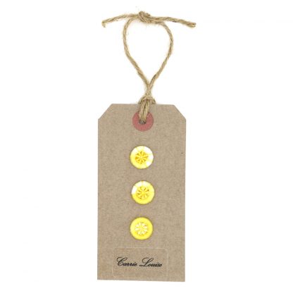3 Small Yellow Variegated Dorset Buttons