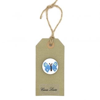 Large Turquoise Cross Stitch Butterfly Button – Variation 2