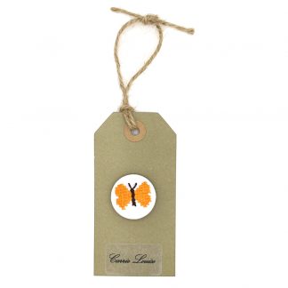 Large Orange Cross Stitch Butterfly Button – Variation 1