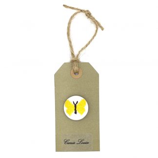 Large Yellow Cross Stitch Butterfly Button – Variation 1