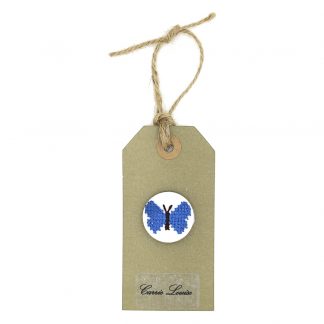 Large Blue Cross Stitch Butterfly Button – Variation 1