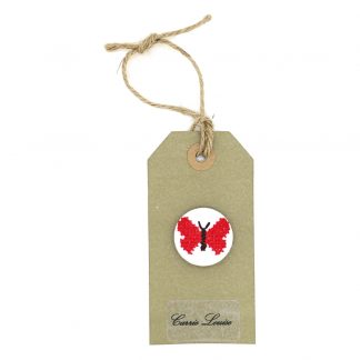 Large Red Cross Stitch Butterfly Button – Variation 1