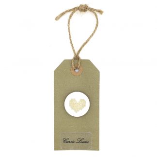Large Cream Cross Stitch Heart Button