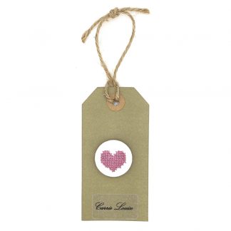 Large Mid Pink Cross Stitch Heart Button
