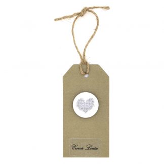 Large Grey Cross Stitch Heart Button