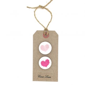 2 Large Pink Cross Stitch Heart Button Selection