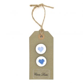 2 Medium Blue Cross Stitch Heart Button Selection