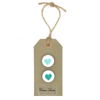 2 Medium Jade Cross Stitch Heart Button Selection
