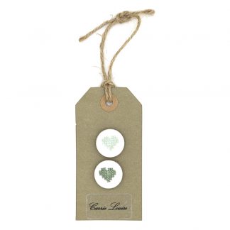 2 Medium Green Cross Stitch Heart Button Selection