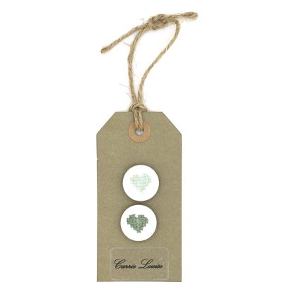 2 Medium Green Cross Stitch Heart Button Selection