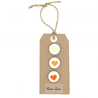 3 Medium Orange and Yellow Cross Stitch Heart Button Selection