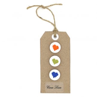 3 Medium Orange, Green and Blue Cross Stitch Heart Button Selection