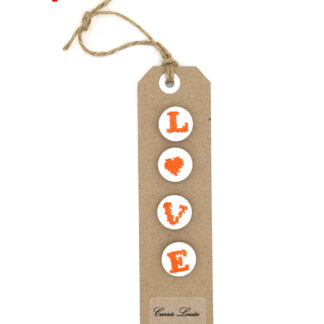 4 Medium Orange Cross Stitch Buttons Spelling LOVE