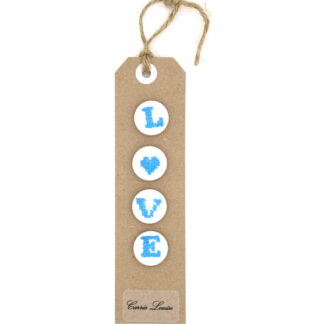4 Medium Turquoise Cross Stitch Buttons Spelling LOVE