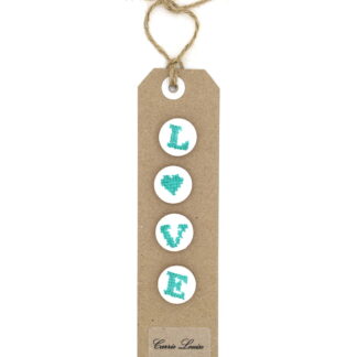4 Medium Jade Cross Stitch Buttons Spelling LOVE