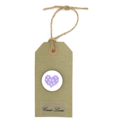 Large Light Purple Cross Stitch Heart Button with White Spots