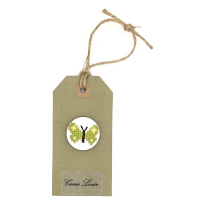 Large Green Cross Stitch Butterfly Button – Variation 2