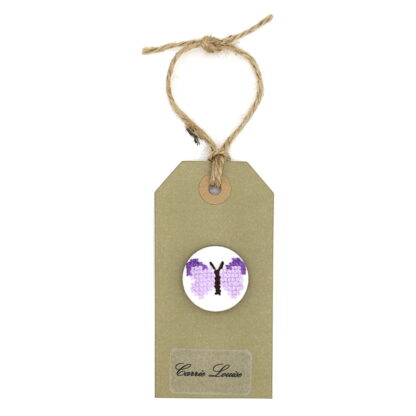 Large Purple Cross Stitch Butterfly Button – Variation 3