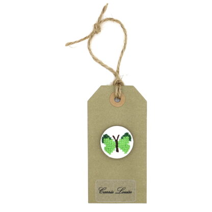 Large Green Cross Stitch Butterfly Button – Variation 3