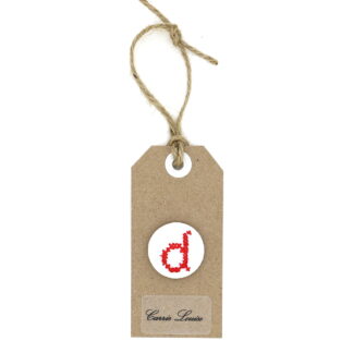 Large Red Cross Stitch Lower Case “d” Button